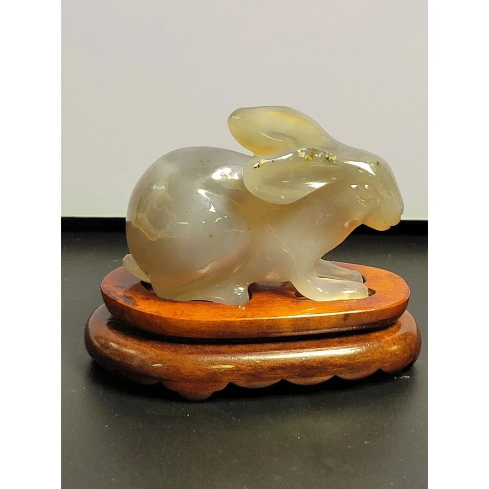 Vintage Chinese  Jade? Rabbit Feng Shui Carved Figurine